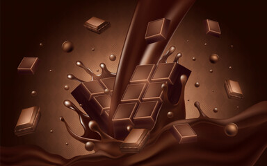 Chocolate Bars and Splashes Illustration