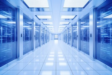 Datacenter computer server blue.