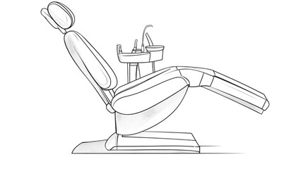 Obraz premium Line art illustration of Dental Equipment. Dental Day. Dental Chair.
