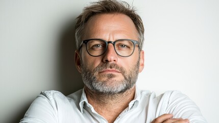 Obraz premium Serious Man in Glasses