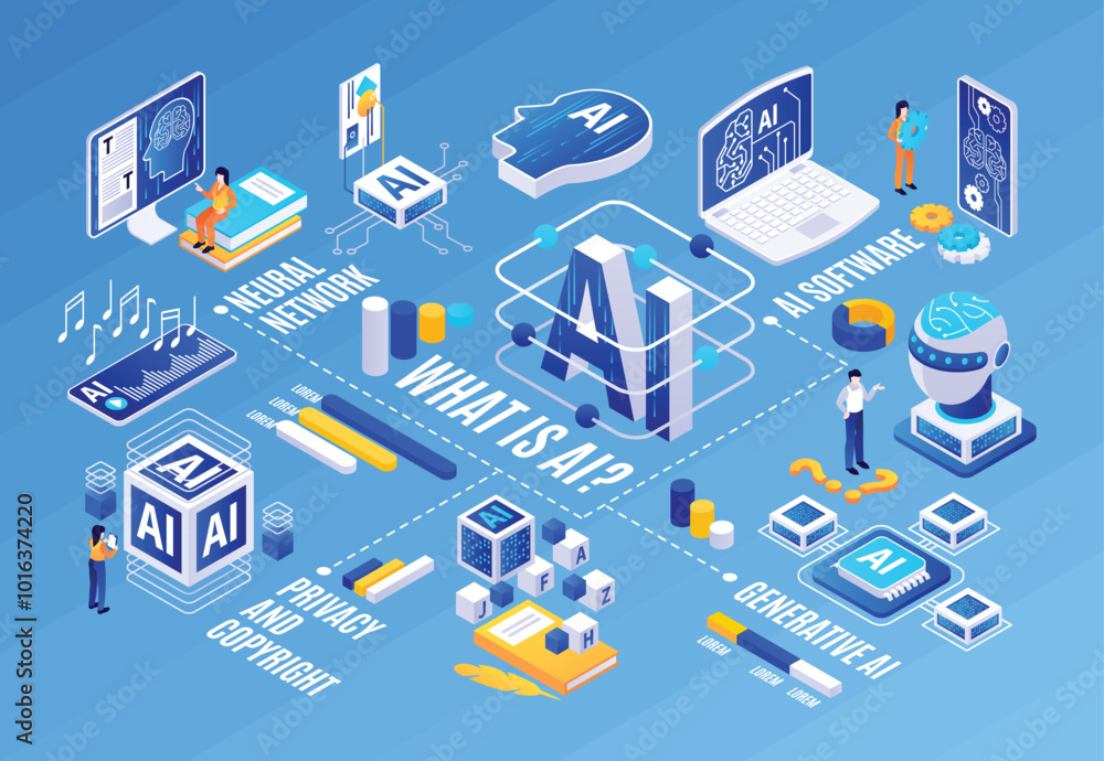 Wall mural artificial intelligence concepts and applications illustration