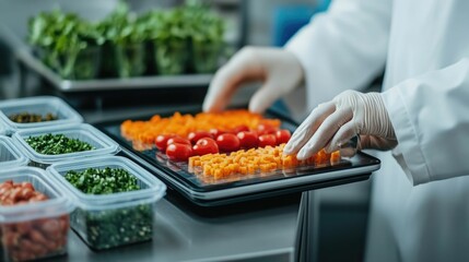 intelligence analyzing nutritional data on a digital tablet in a modern food laboratory  AI powered data driven food technology