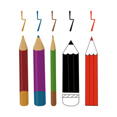 Color pencil set. markers, pencils and pens vector illustration design isolated