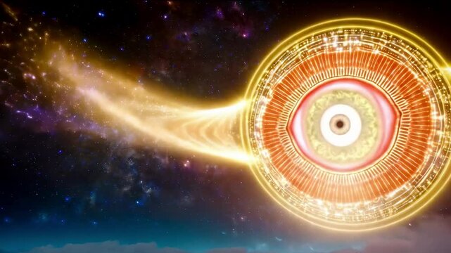 The all-seeing eye, or radiant delta, is a Masonic symbol. The third eye shines in the sky. The eye of a god from heaven. All seeing eye