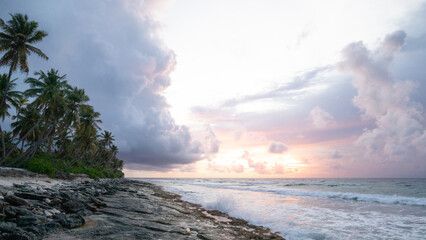 Beach in Fuvamulah in the Maldives in stormy weather