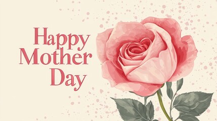 A soft pink rose with a warm message celebrating Mother's Day and honoring all moms