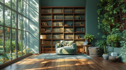 Cozy Reading Nook with Greenery and Natural Light
