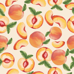 peach fruit seamless pattern