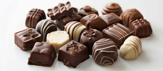 Obraz premium Chocolate Pieces on White Background