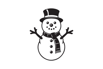 Jolly Snowman vector silhouette