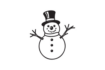 Jolly Snowman vector silhouette