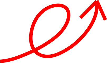 上昇する赤色の矢印のイラスト