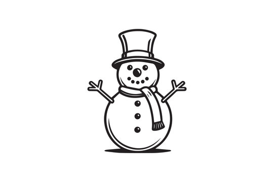 Jolly Snowman vector silhouette