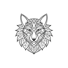 Fox head mandala outline 