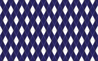 Argyle or diamond pattern geometric design in blue and white. Traditional vector background for gift wrapping, socks, sweater, jumper, or other modern autumn winter classic fashion textile print.