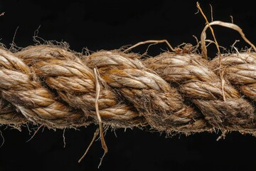 Natural Fiber Rope on Black Background