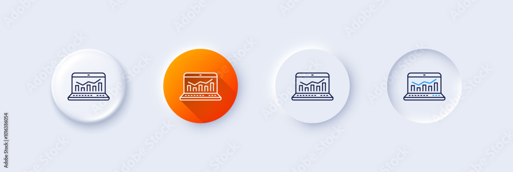 Aufkleber marketing statistics line icon. neumorphic, orange gradient, 3d pin buttons. web analytics symbol. l
