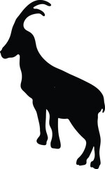 Goat standing, walking and running silhouette 