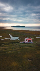 Amazing city Kamouraska during fall season, drone photography