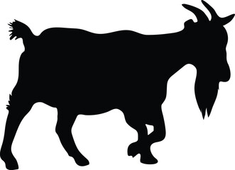 Goat standing, walking and running silhouette 