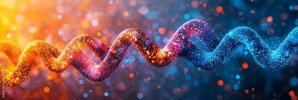 Poster mesmerizing multicolored glowing waves of luminous particles in dynamic motion,creating a captivatin
