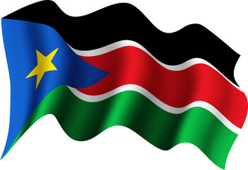 Naklejka premium South Sudan Realistic 3D Waving Flag