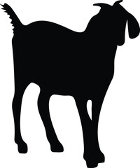 Goat standing, walking and running silhouette 