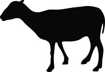 Goat standing, walking and running silhouette 