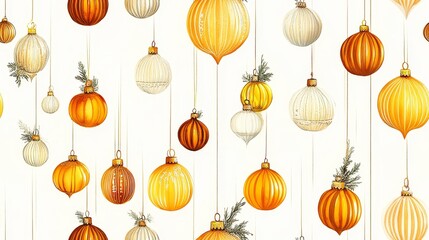 Elegant Hanging Ornaments A Festive Display of Golden and Cream Decorations for Your Celebrations