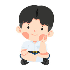 Cartoon of a boy resting his chin on his hand