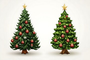 festive christmas tree illustration isolated on white background for design