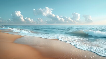 Tranquil Seascape with Gentle Waves and Cloudy Sky