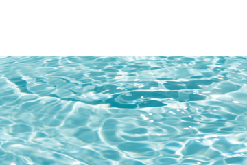 Blue water with ripples on the surface. Defocus blurred transparent blue colored clear calm water surface texture with splashes and bubbles. Water waves with shining pattern texture background.