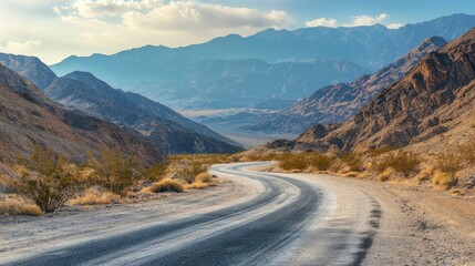 Fototapeta premium Mountainous area with an asphalt road