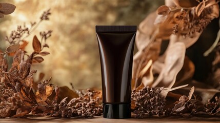 Professional designed brown cream tube mockup front view