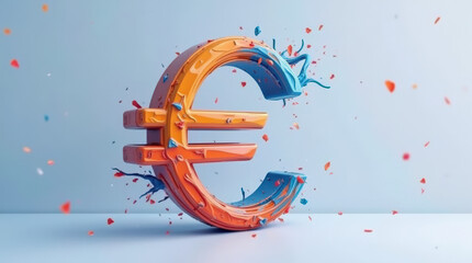 Creative 3D Euro Currency Symbol in Artistic Landscape and Cityscape – Perfect for Finance, Economy, and Business Concepts