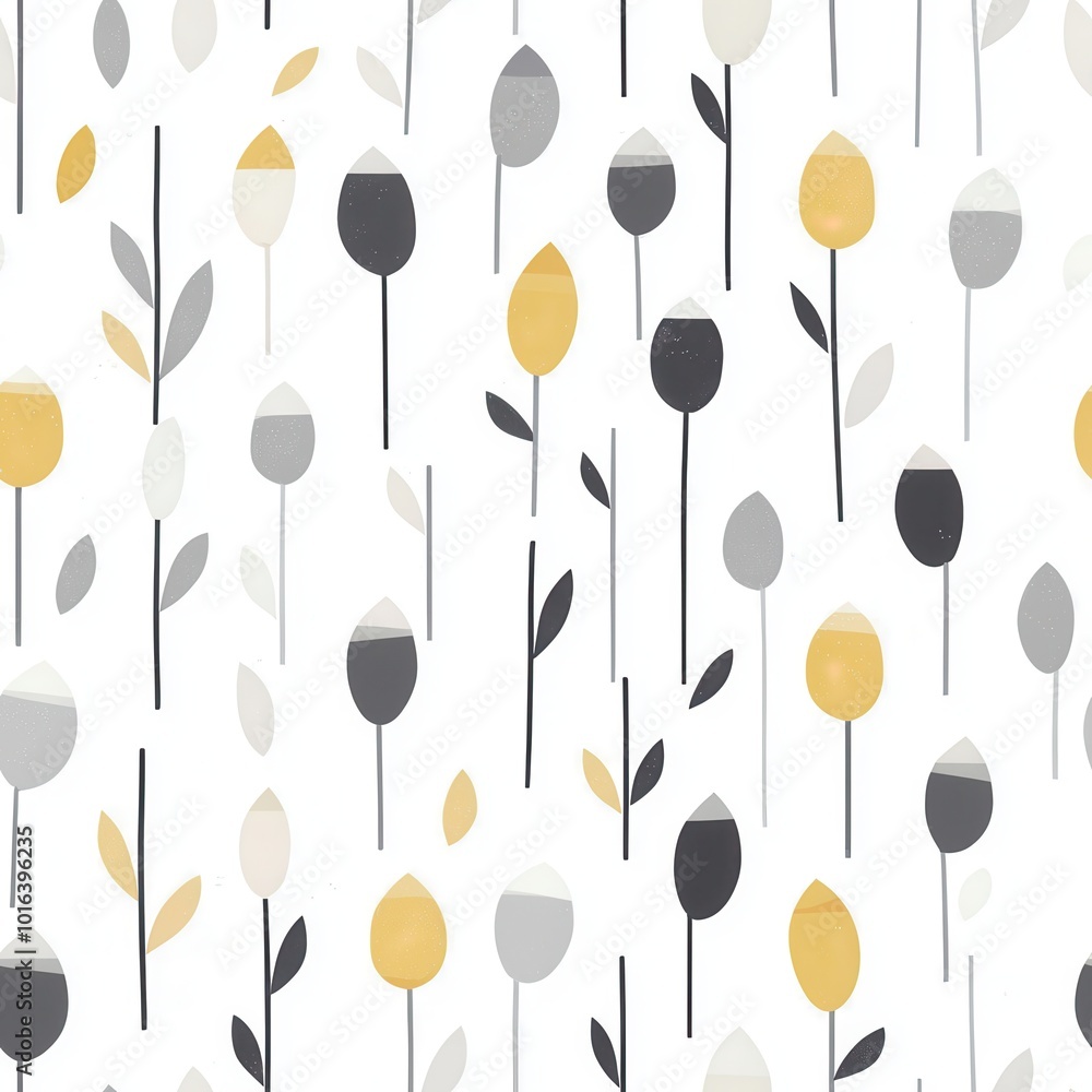 Poster minimalistic tulip pattern with linear stems