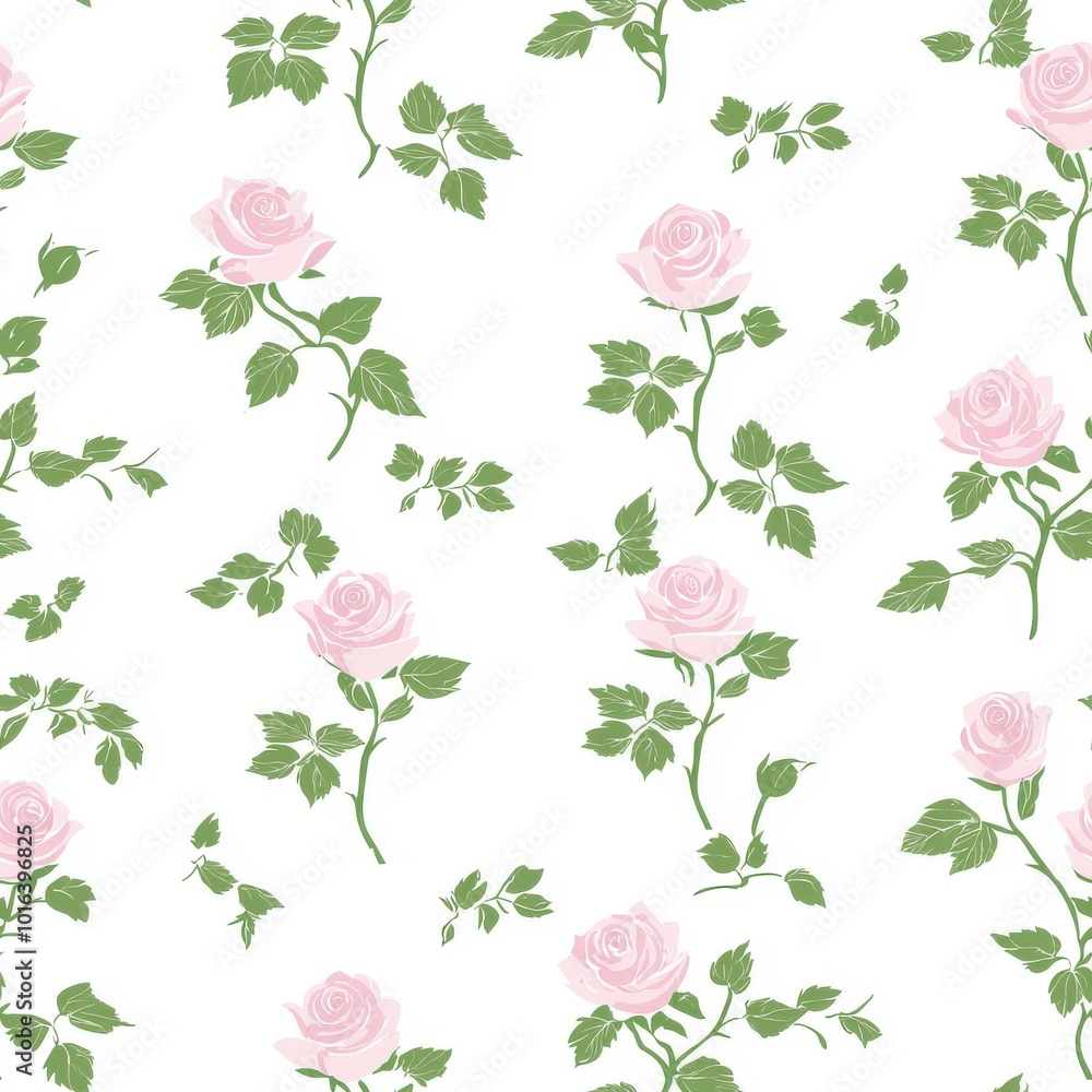 Poster elegant minimalistic rose pattern in soft colors