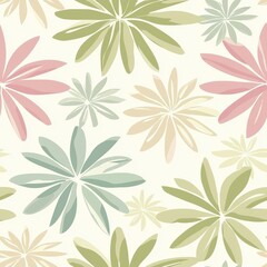 Fototapeta premium Pastel Daisy Shapes in a Seamless Design