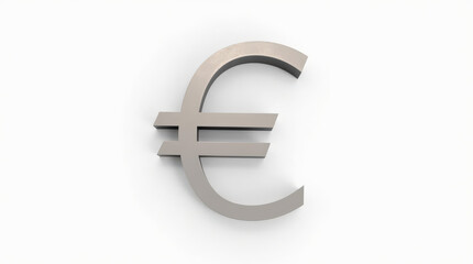 Obraz premium Euro Currency Symbol Isolated on White Background – 3D Metallic Euro Sign for Financial, Business, and Economic Concepts