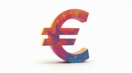 Fototapeta premium Colorful and Artistic Euro Currency Symbol on White Background – Creative 3D Euro Sign Design for Finance and Economy Concept