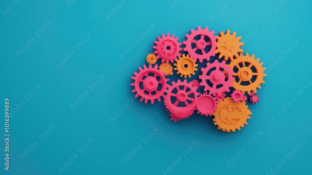 Aufkleber vibrant abstract image of a brain composed of colorful gears and cogs symbolizing the creativity inn