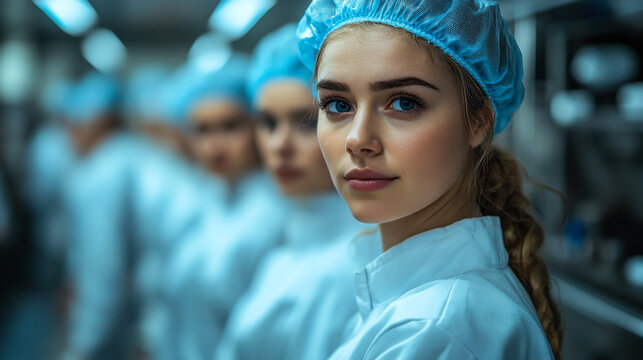 Young culinary students in a professional kitchen during a practical training session at a culinary school