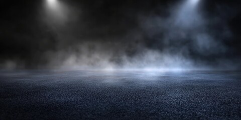 Empty Dark Floor with Fog and Spotlight Background