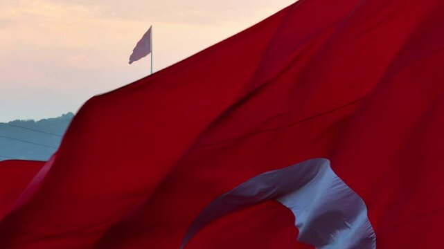 Turkish Flag ind October 29 Republic Day Celebrations (29 Ekim Cumhuriyet Bayramı Kutlamaları) Drone Video, July 15 Martyrs Bridge &Ccedil;engelk&ouml;y, &Uuml;sk&uuml;dar Istanbul, Turkey (Turkey)