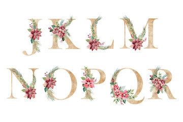 Watercolor floral alphabet.