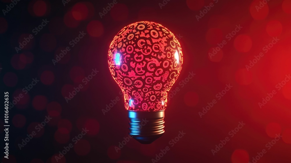 Poster lightbulb made of interconnected gears and icons representing the complex intersection of business c