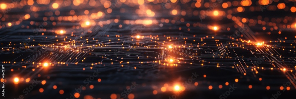 Aufkleber abstract representation of a digital circuit with glowing particles, symbolizing technology.