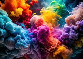 Fototapeta premium Abstract patterns emerge from colorful watercolor smoke swirls, offering artistic backgrounds and designs that inspire creativity and elevate the aesthetic of any project.