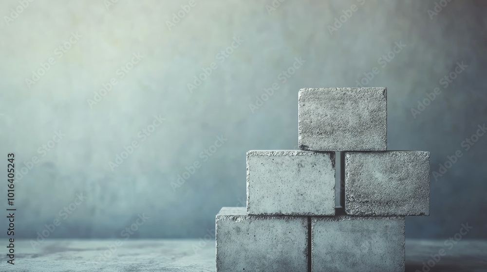 Poster pile of concrete blocks with room for text in the background